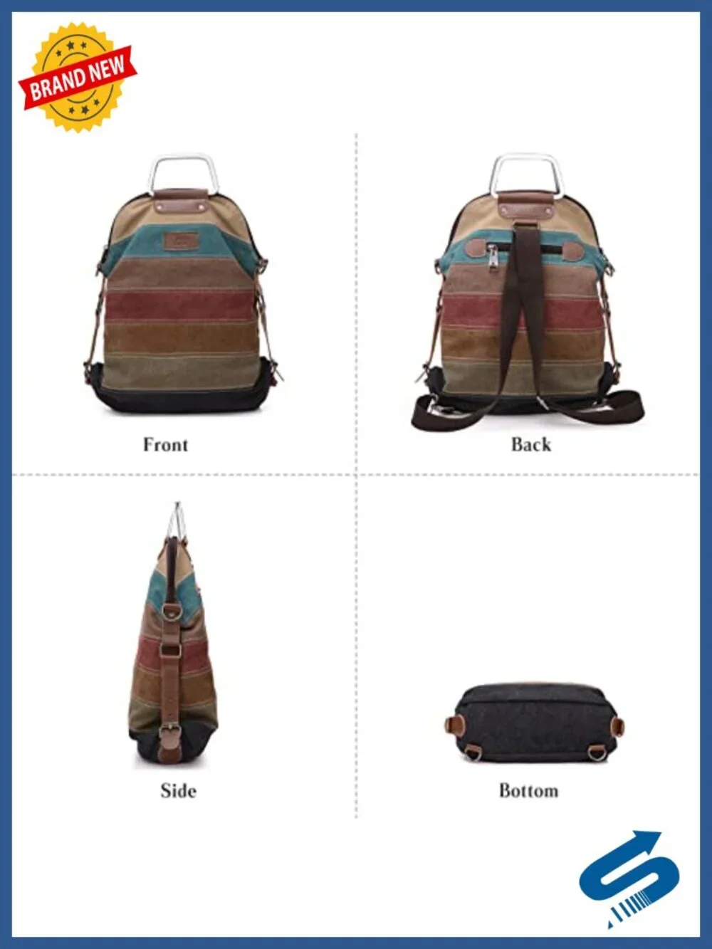 Canvas 3-in-1 Convertible Backpack Shoulder Crossbody Tote for Work Travel